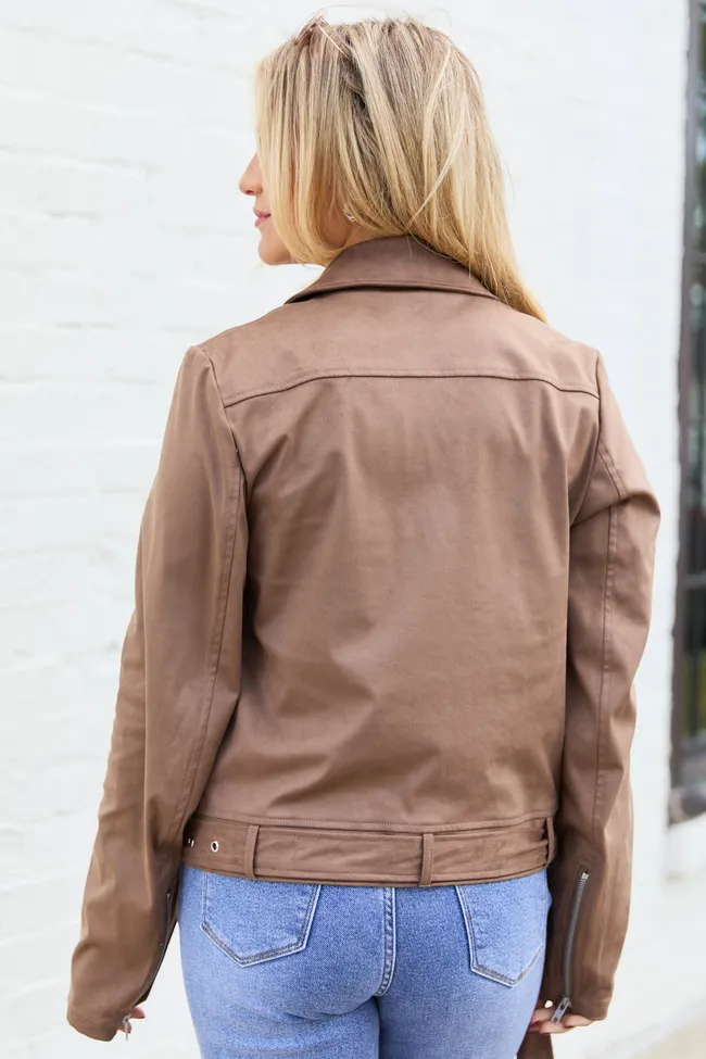 Elodie Cocoa Faux Suede Moto Jacket FINAL SALE sold by Pink Lily product image thumbnail 5