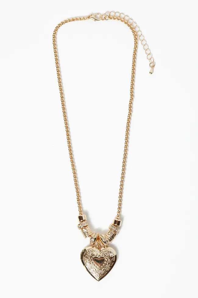 Enzo Gold Heart Locket Necklace FINAL SALE sold by Pink Lily product image thumbnail 2