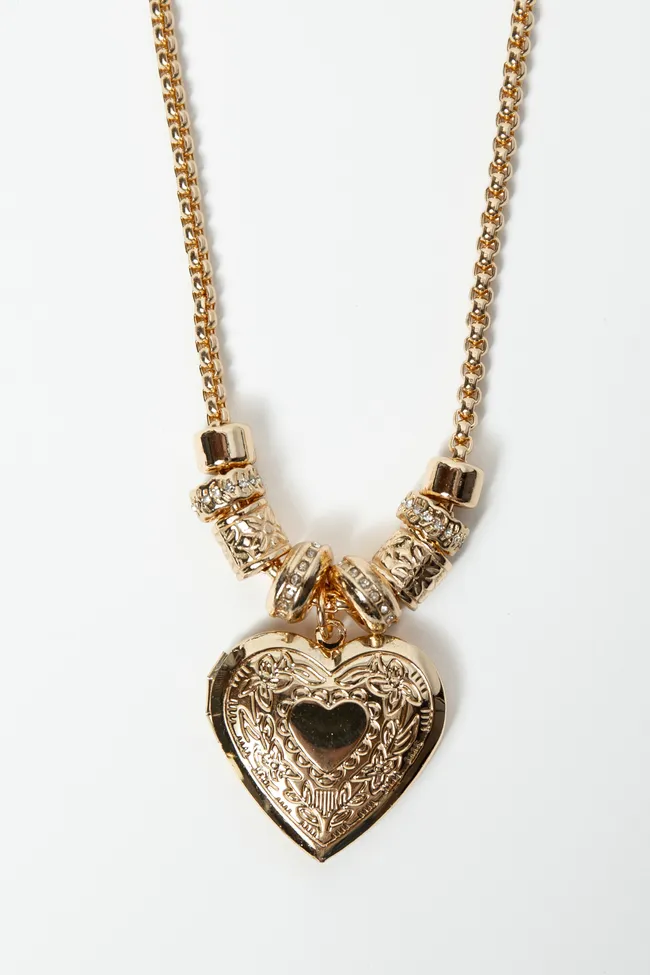 Enzo Gold Heart Locket Necklace FINAL SALE sold by Pink Lily product image thumbnail 3