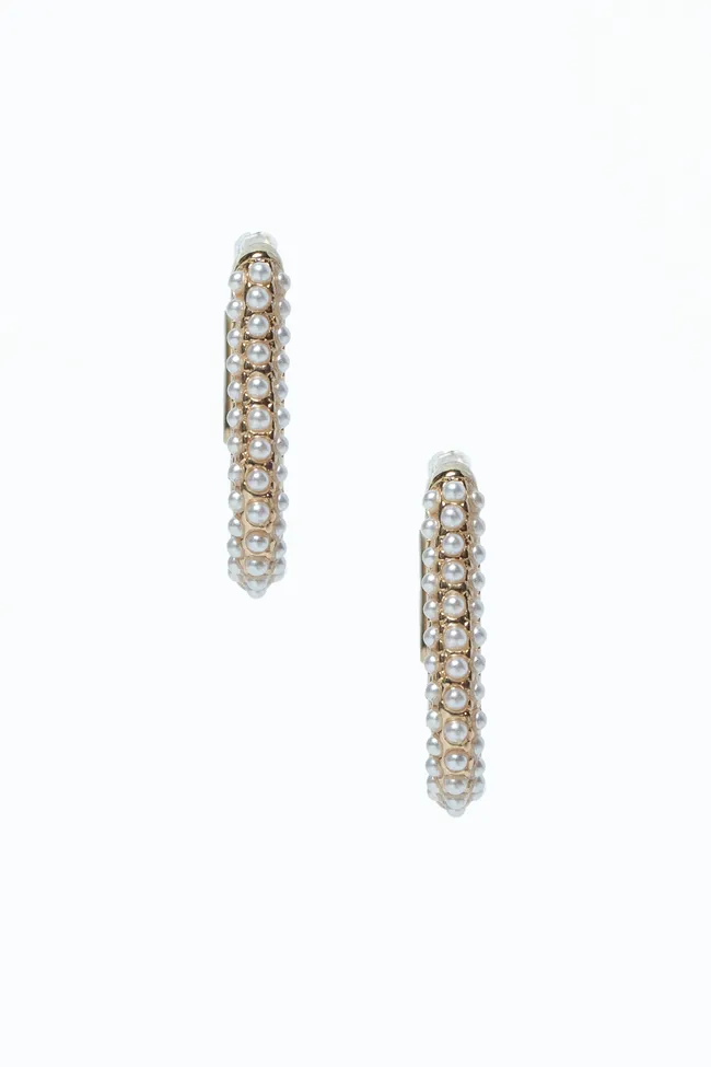 Nia Pearl Pave Huggie Earrings sold by Pink Lily product image thumbnail 2
