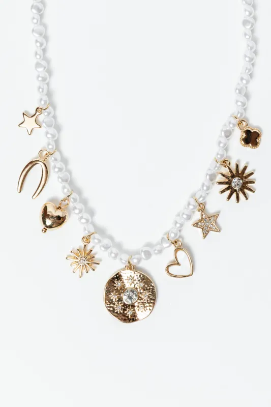 Lilith Pearl Charm Necklace sold by Pink Lily