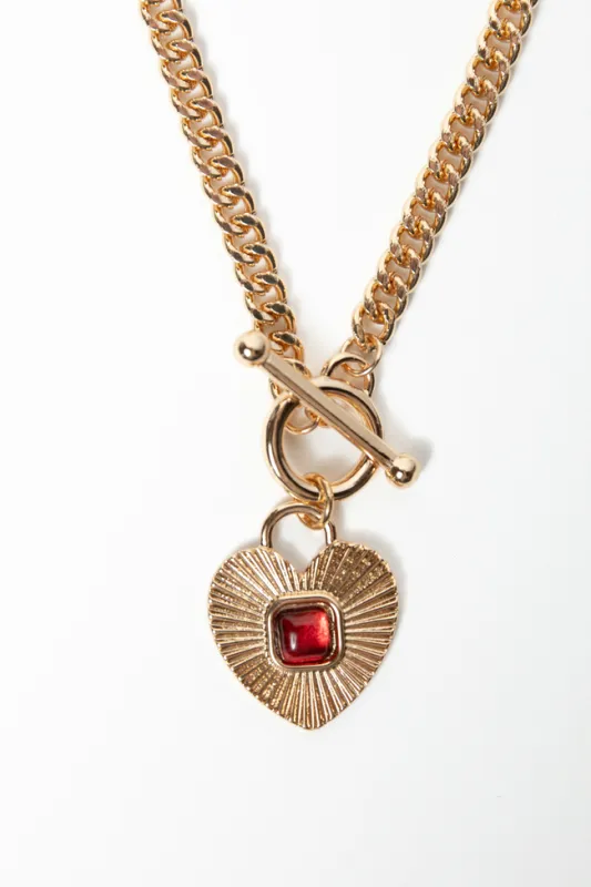 Hadlee Red Heart Toggle Necklace sold by Pink Lily