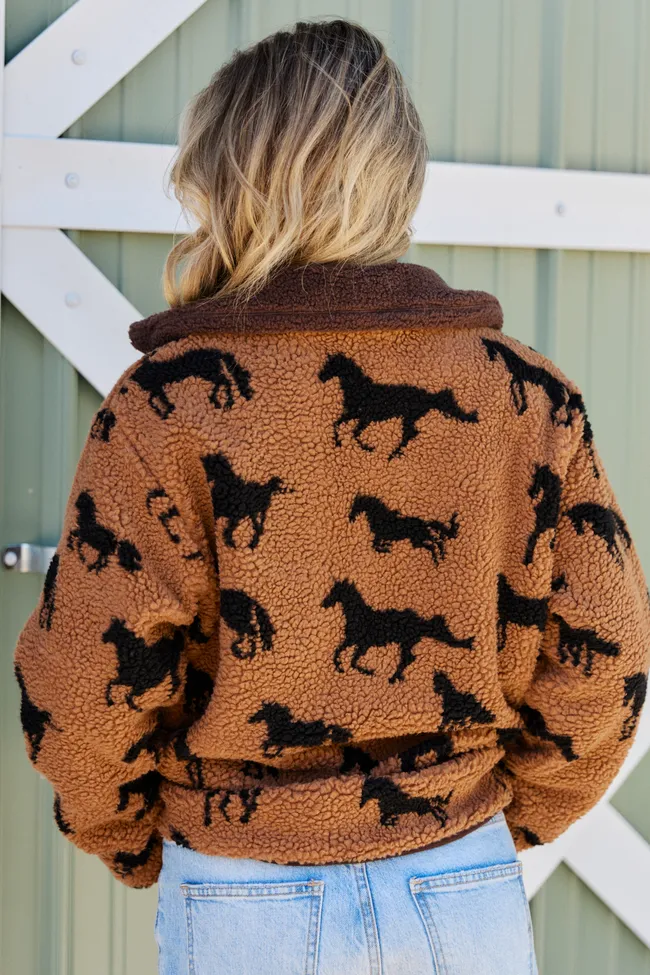 Liberty Brown Horse Sherpa Zip Up Jacket sold by Pink Lily product image thumbnail 5