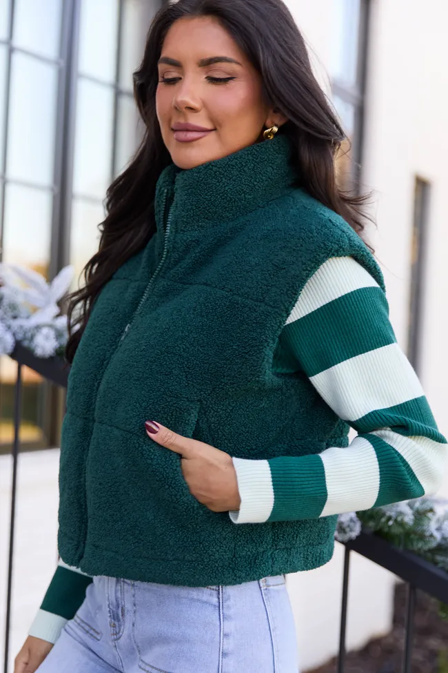 Bunny Forest Green Sherpa Zip Vest FINAL SALE sold by Pink Lily product image thumbnail 4