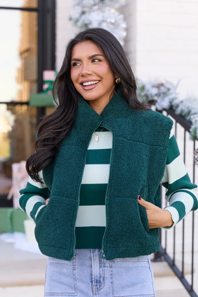 Bunny Forest Green Sherpa Zip Vest FINAL SALE sold by Pink Lily product image thumbnail 3