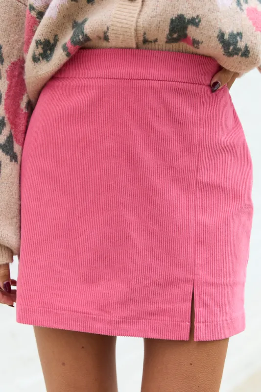 Jules Mauve Corduroy Mini Skirt sold by Pink Lily