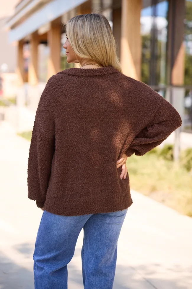 Marcella Brown Collared Boucle Cardigan sold by Pink Lily product image thumbnail 4