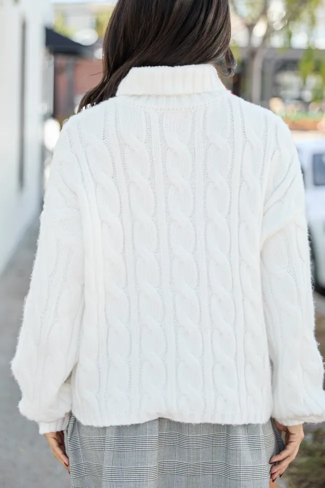 Vivienne Winter White Cable Knit Turtleneck Sweater DOORBUSTER sold by Pink Lily product image thumbnail 4