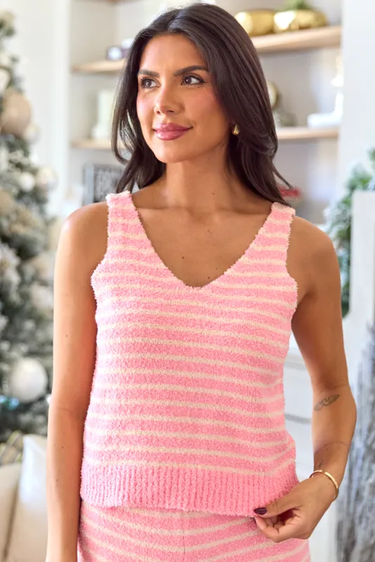 Devin Pink Striped Lounge Tank DOORBUSTER sold by Pink Lily