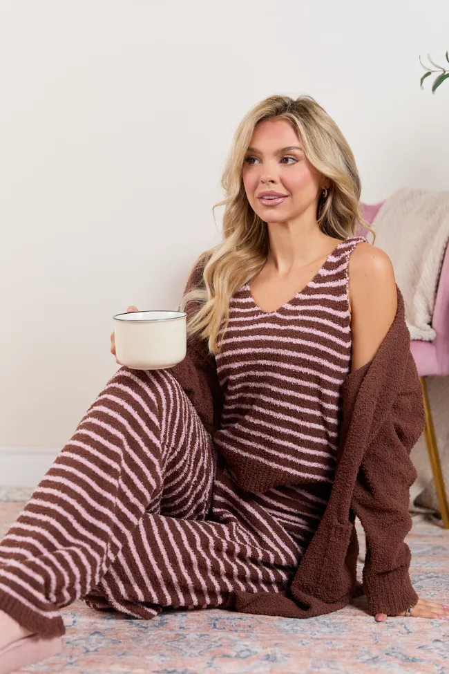 Devin Brown Striped Lounge Tank sold by Pink Lily