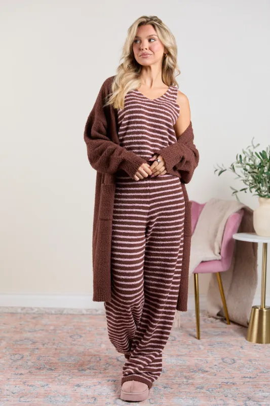 Devin Brown Striped Sweater Lounge Pants SALE sold by Pink Lily