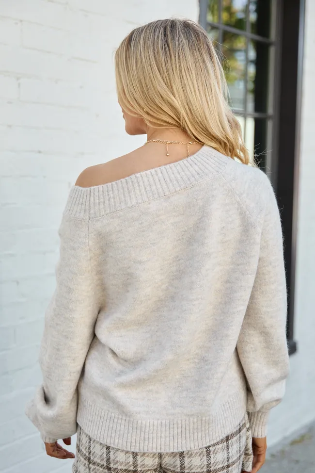 Rilyn Grey Off the Shoulder Crewneck Sweater sold by Pink Lily product image thumbnail 5