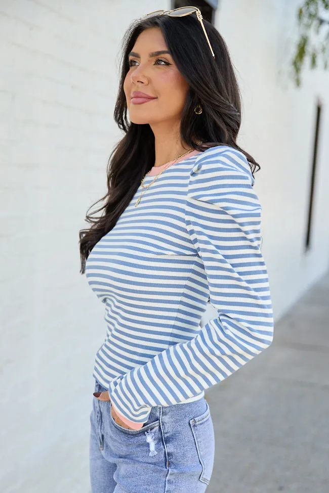 Ginger Blue Striped Puff Long Sleeve Top DOORBUSTER sold by Pink Lily product image thumbnail 3