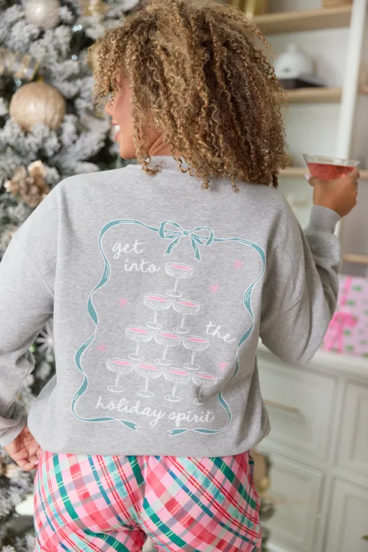 Holiday Spirit Light Grey Graphic Sweatshirt sold by Pink Lily