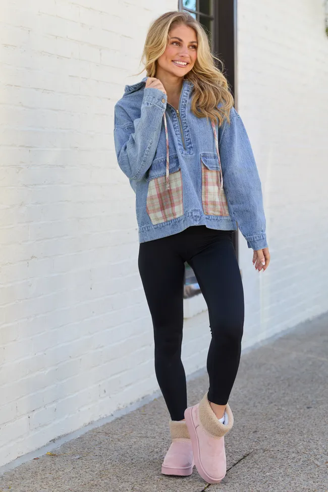 Icelyn Denim Plaid Pocket Pullover sold by Pink Lily product image thumbnail 4