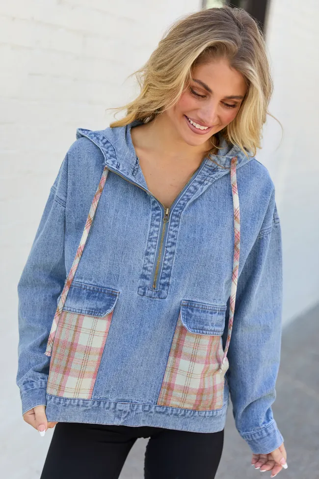Icelyn Denim Plaid Pocket Pullover sold by Pink Lily product image thumbnail 3
