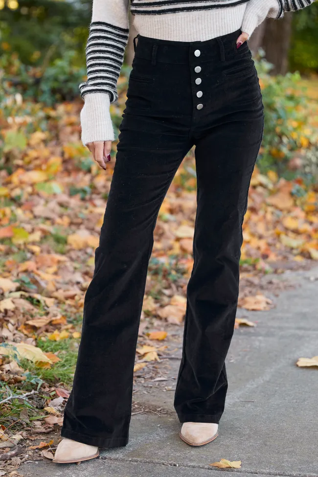 I Can't Forget Black Button Fly Corduroy Pants FINAL SALE sold by Pink Lily