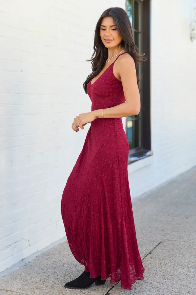 Hyacinth Burgundy Lace Godet Slip Dress sold by Pink Lily product image thumbnail 4