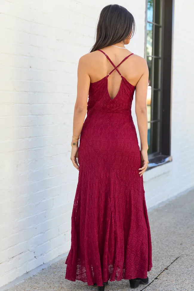 Hyacinth Burgundy Lace Godet Slip Dress sold by Pink Lily product image thumbnail 5