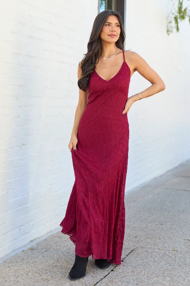 Hyacinth Burgundy Lace Godet Slip Dress sold by Pink Lily product image thumbnail 3