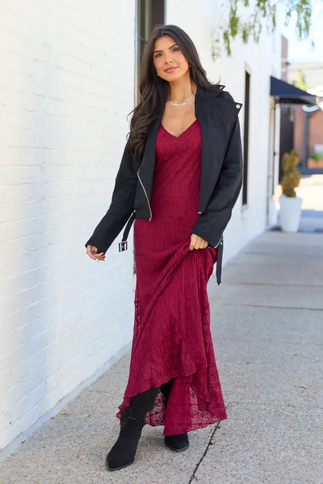 Hyacinth Burgundy Lace Godet Slip Dress sold by Pink Lily product image thumbnail 2