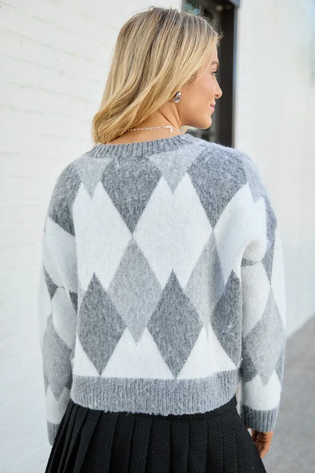 Trayce Grey Argyle Crewneck Sweater FINAL SALE sold by Pink Lily product image thumbnail 4