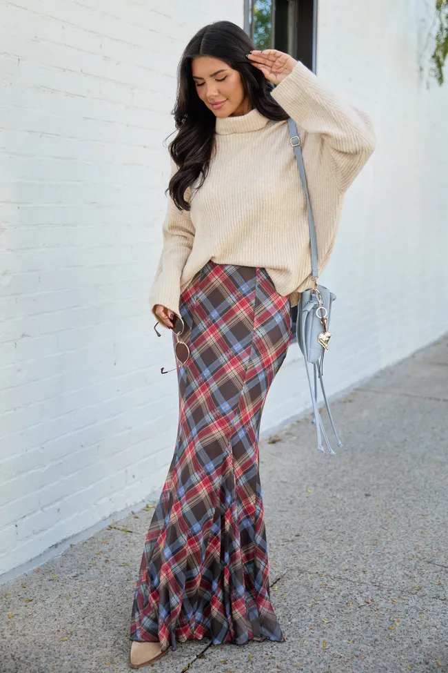 Anna Marie Brown Plaid Knit Maxi Skirt FINAL SALE sold by Pink Lily product image thumbnail 2