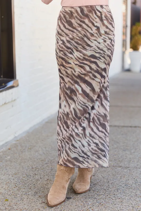 Addie Brown Printed Maxi Skirt sold by Pink Lily