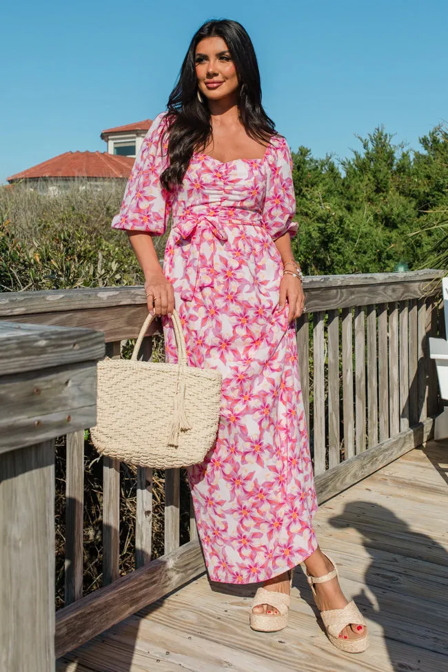 Back To Fun Pink Floral Square Neck Midi Dress FINAL SALE sold by Pink Lily