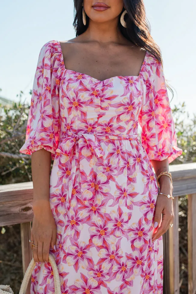 Back To Fun Pink Floral Square Neck Midi Dress FINAL SALE sold by Pink Lily product image thumbnail 3