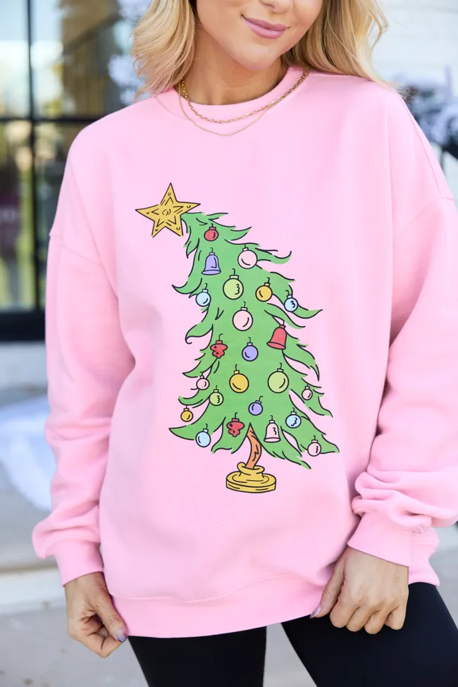 Christmas Tree Light Pink Graphic Sweatshirt sold by Pink Lily product image thumbnail 2
