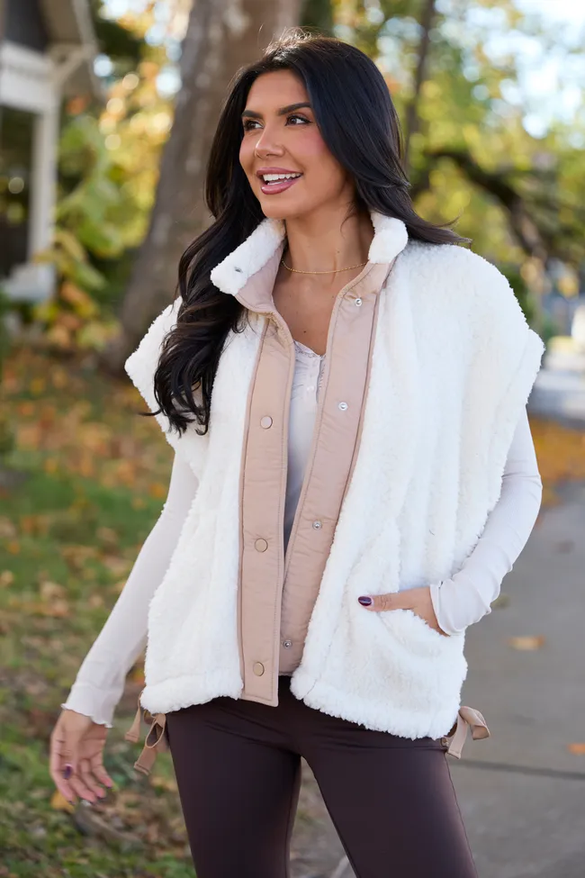 Clo Ivory Sherpa Oversized Vest FINAL SALE sold by Pink Lily
