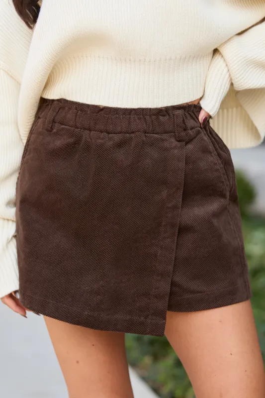 Brooke Brown Corduroy Skort sold by Pink Lily
