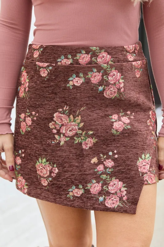 Edin Brown Tapestry Skort sold by Pink Lily