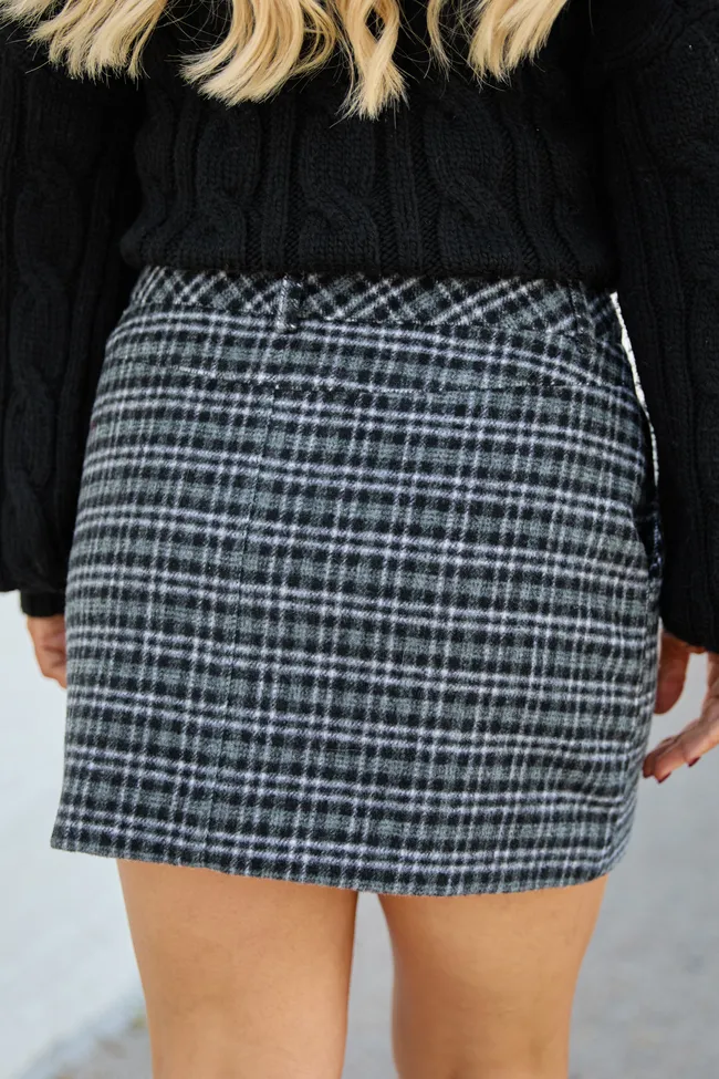 Meadow Navy Grey Plaid Mini Skirt sold by Pink Lily product image thumbnail 4