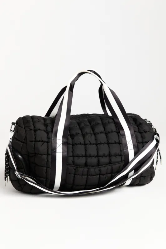 Haylie Active State Black Quilted Duffle Bag sold by Pink Lily