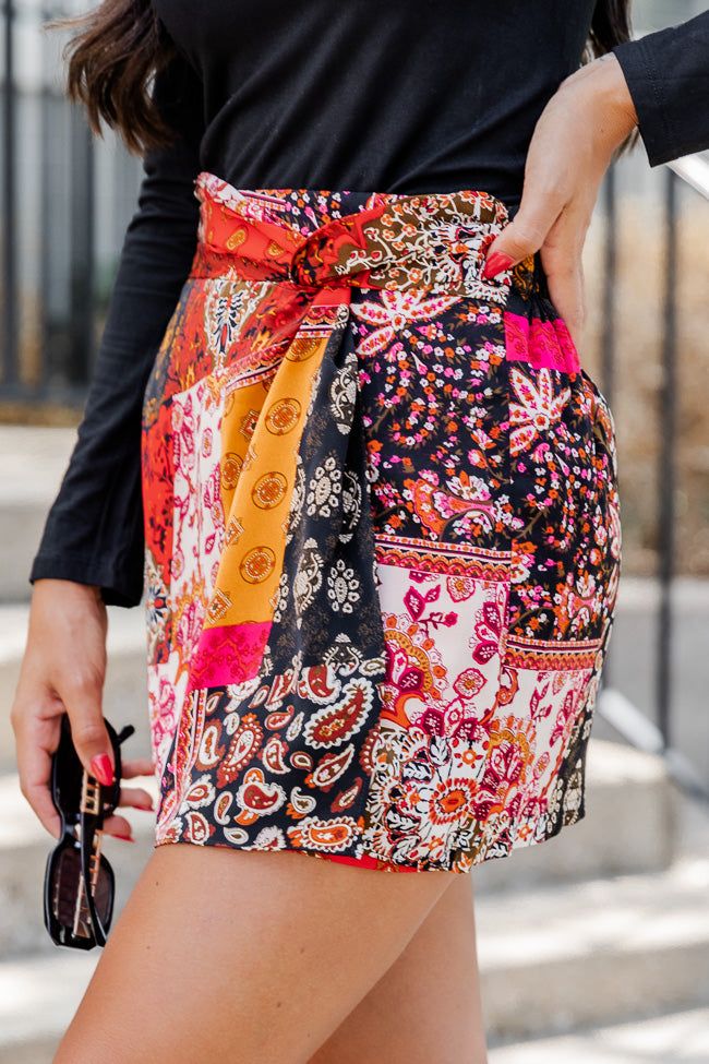 Call Me Later Black Patch Print Mini Skirt FINAL SALE sold by Pink Lily product image thumbnail 4