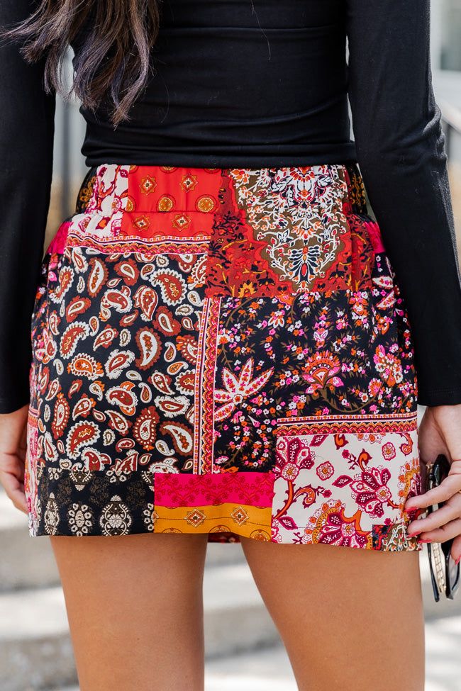 Call Me Later Black Patch Print Mini Skirt FINAL SALE sold by Pink Lily product image thumbnail 5