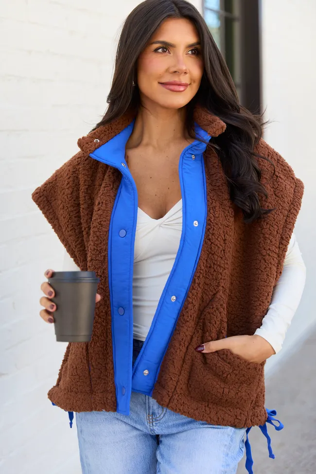 Clo Brown Sherpa Oversized Vest sold by Pink Lily