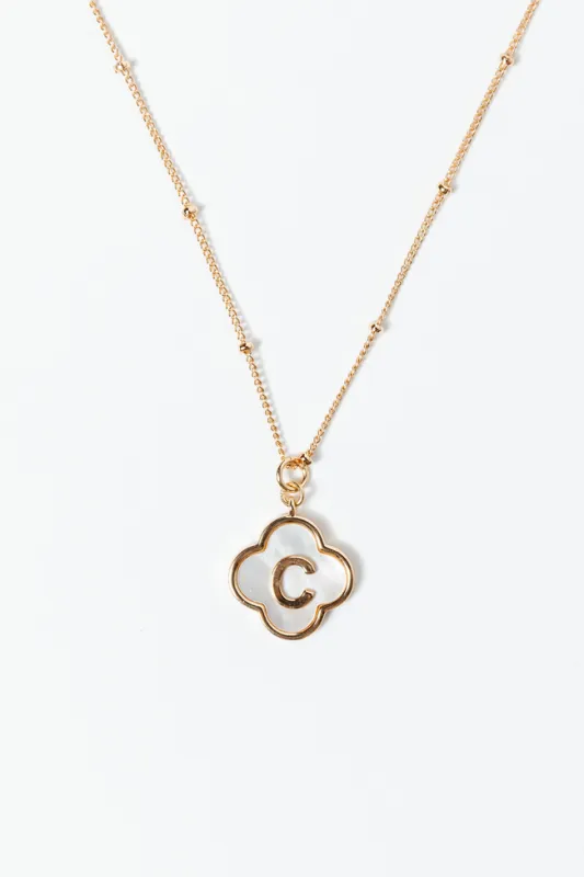 C Monogram Gold Clover Necklace FINAL SALE sold by Pink Lily