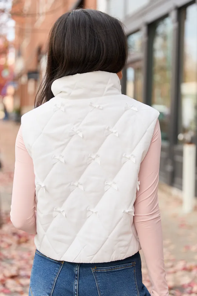 Ari Ivory Bow Puffer Vest sold by Pink Lily product image thumbnail 5