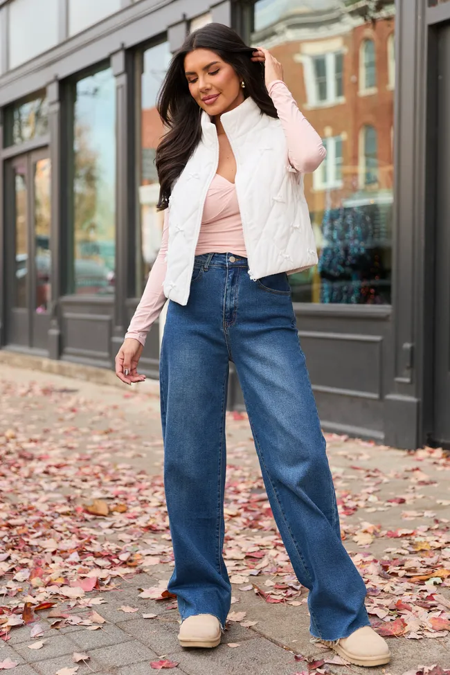 Ari Ivory Bow Puffer Vest sold by Pink Lily product image thumbnail 2