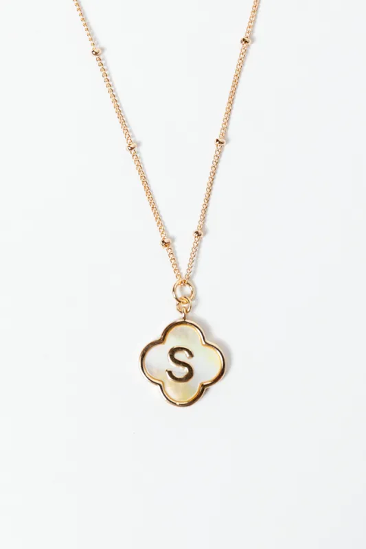 S Monogram Gold Clover Necklace FINAL SALE sold by Pink Lily