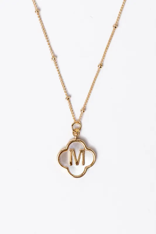 M Monogram Gold Clover Necklace FINAL SALE sold by Pink Lily