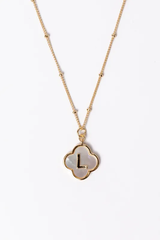 L Monogram Gold Clover Necklace FINAL SALE made by Pink Lily