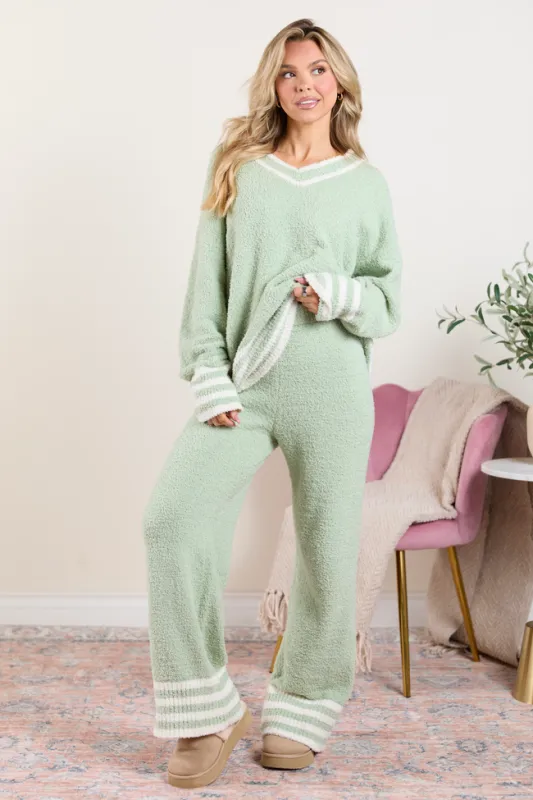 Angie Sage Striped Sweater Lounge Pants sold by Pink Lily