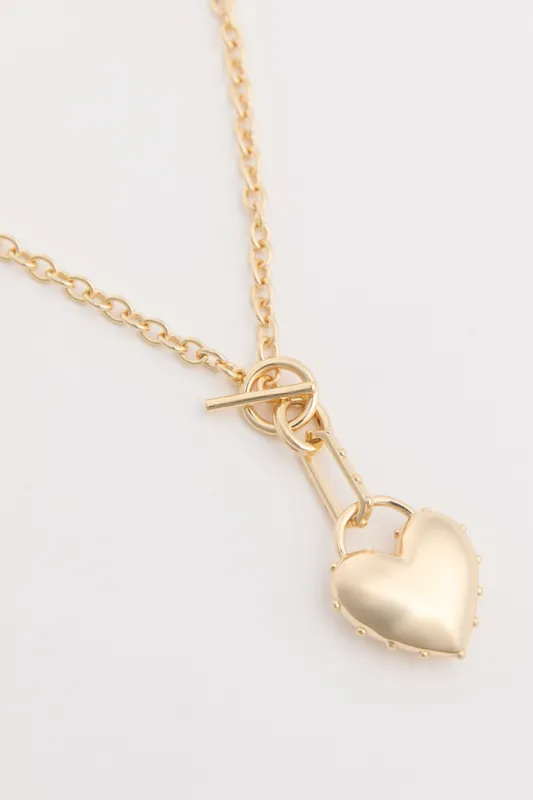Dawn 14K Gold Dipped Heart Toggle Necklace FINAL SALE sold by Pink Lily