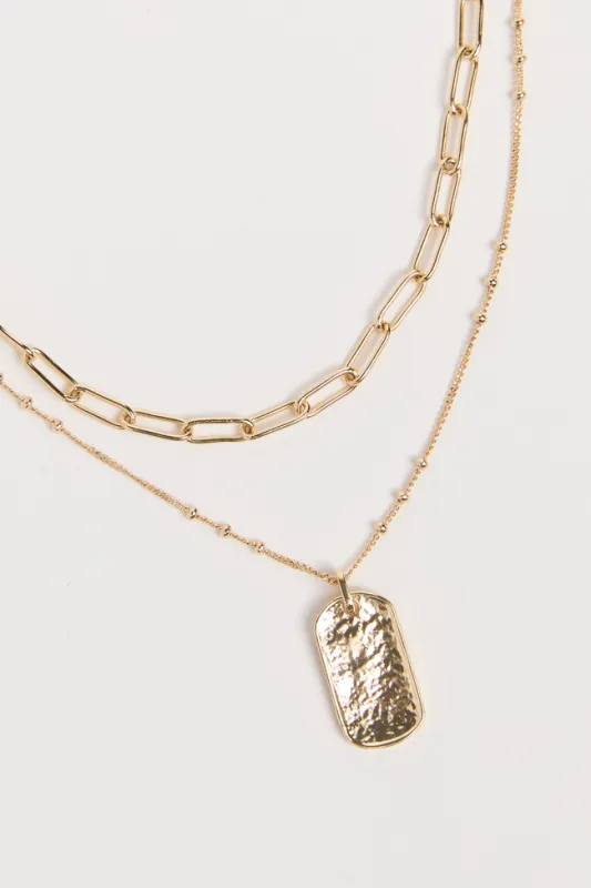 Bryn 14K Gold Dipped Tag Necklace FINAL SALE made by Pink Lily