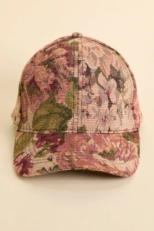 Burgundy Tapestry Baseball Hat sold by Pink Lily