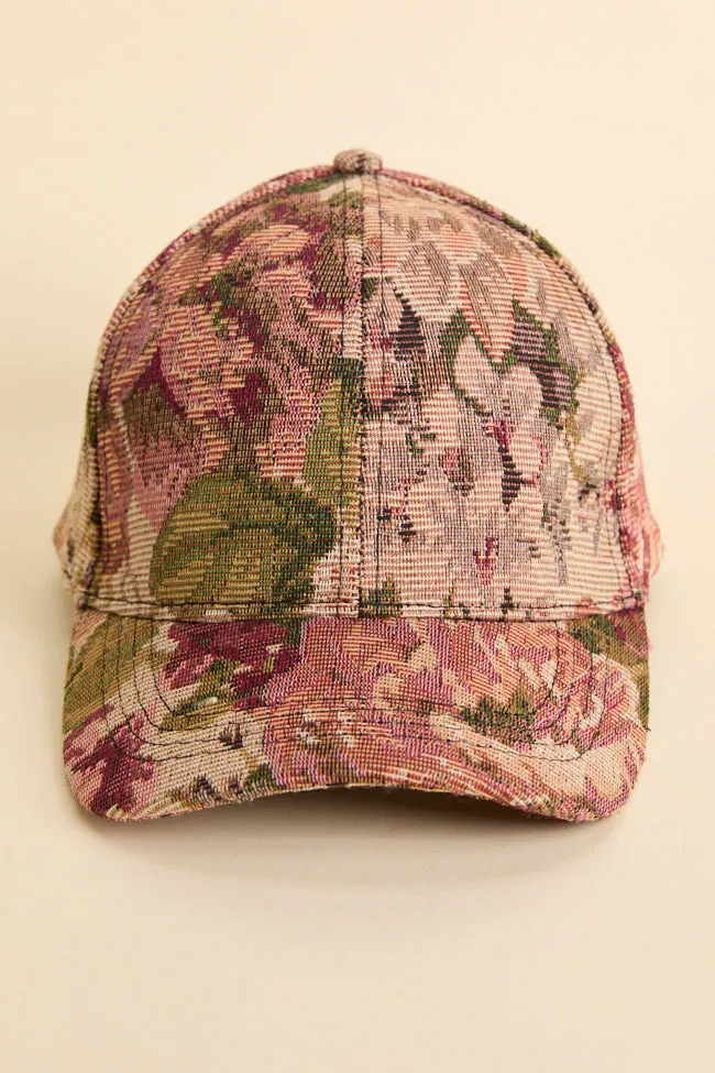 Burgundy Tapestry Baseball Hat FINAL SALE sold by Pink Lily